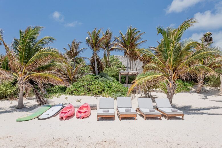 Beachfront sports activities at Casa Cantarena luxury oceanfront villa in Tulum Mexico